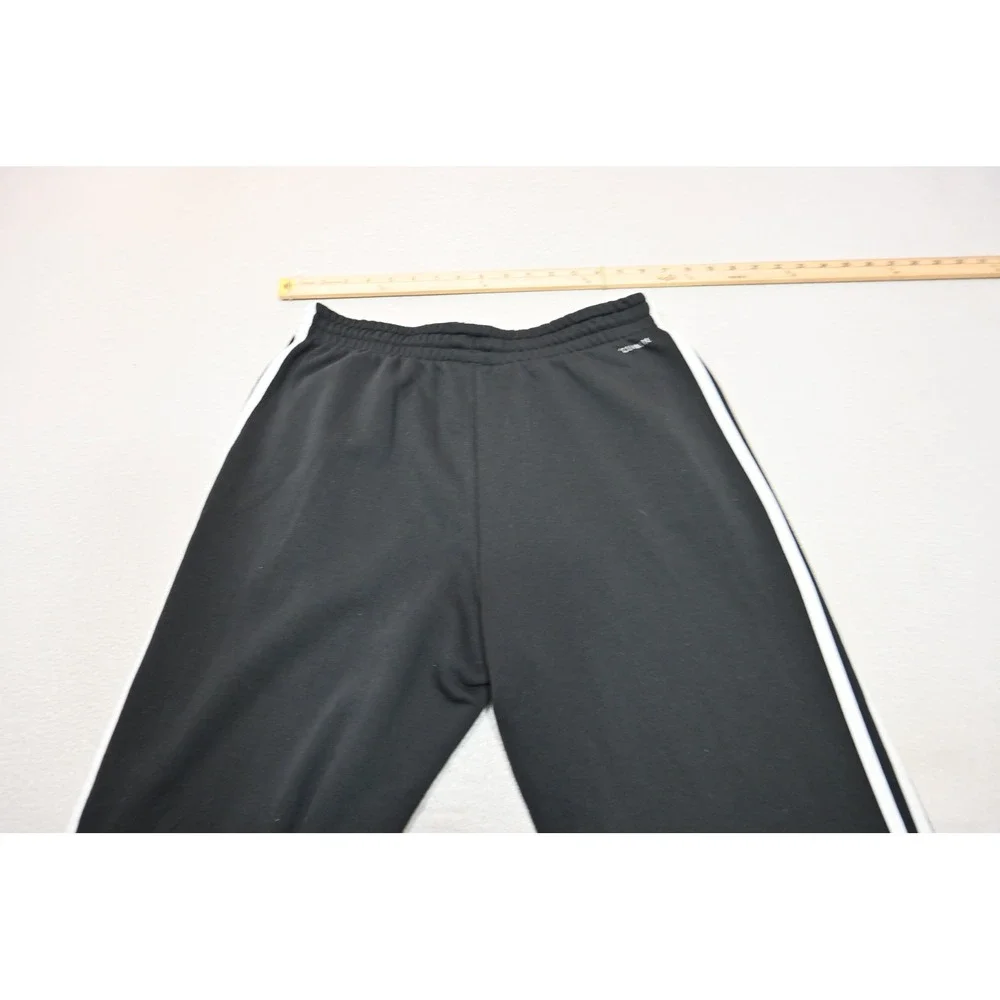 Adidas Joggers Mens Large Black Three Stripe Drawstring Sweatpants Excellent